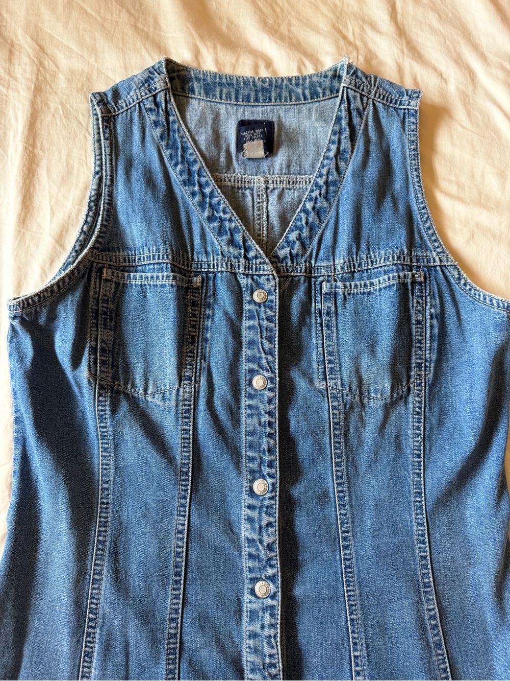 GAP Blue Denim Button-Front Sleeveless Dress - Picture 3 of 4